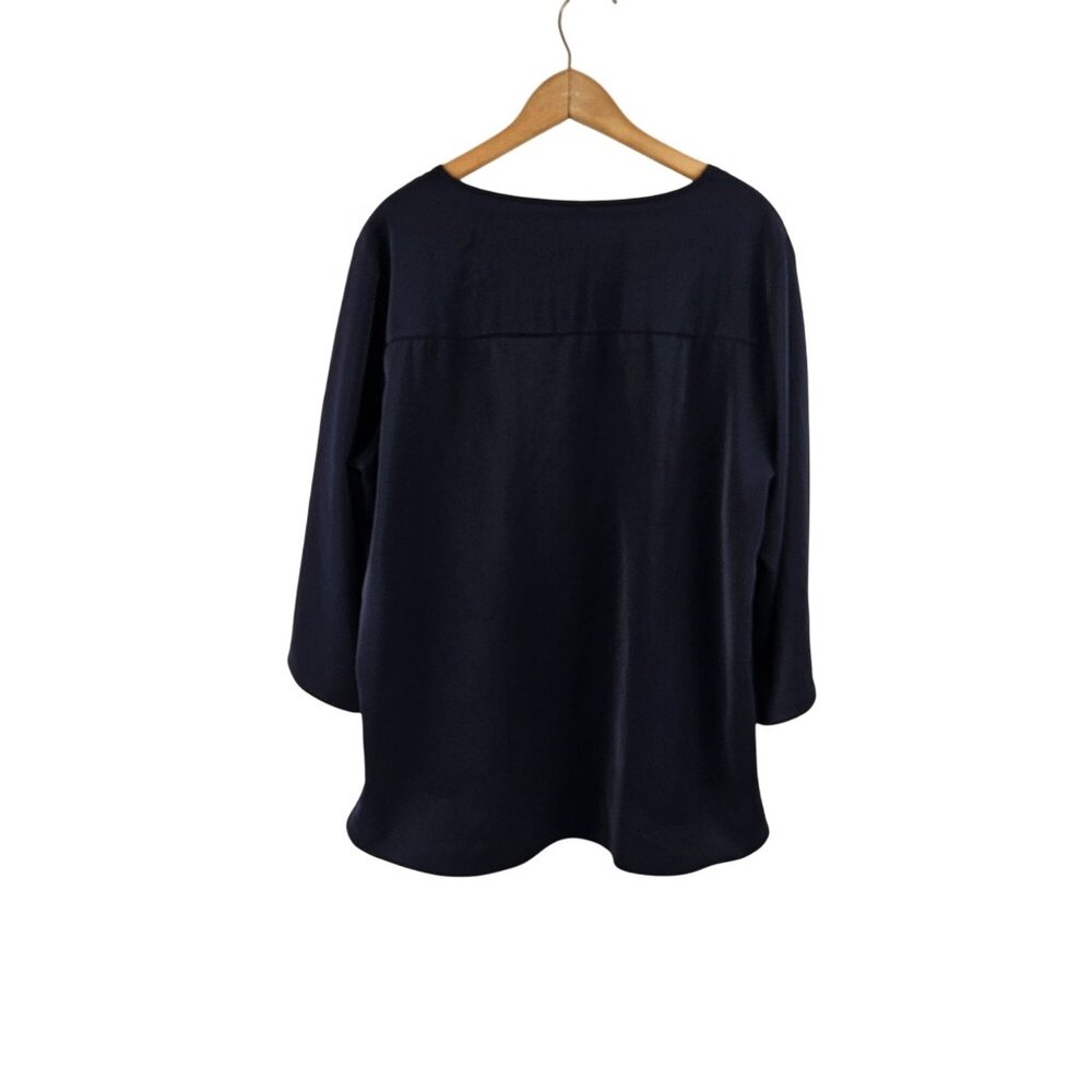 Taohuadao Blouse Womens Size 2XL Blue Split Flutter 3/4 Sleeve Square Neck - Picture 3 of 6